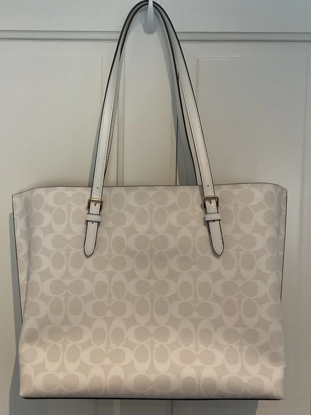 Coach Cream Signature Pattern Tote with Gold Hardware - Picture 2 of 3
